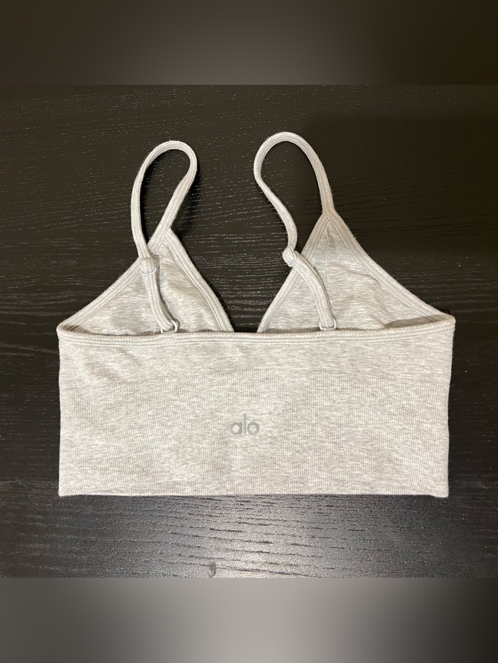 ALO Yoga Light Heather Gray Ribbed Bralette - Picture 2 of 3